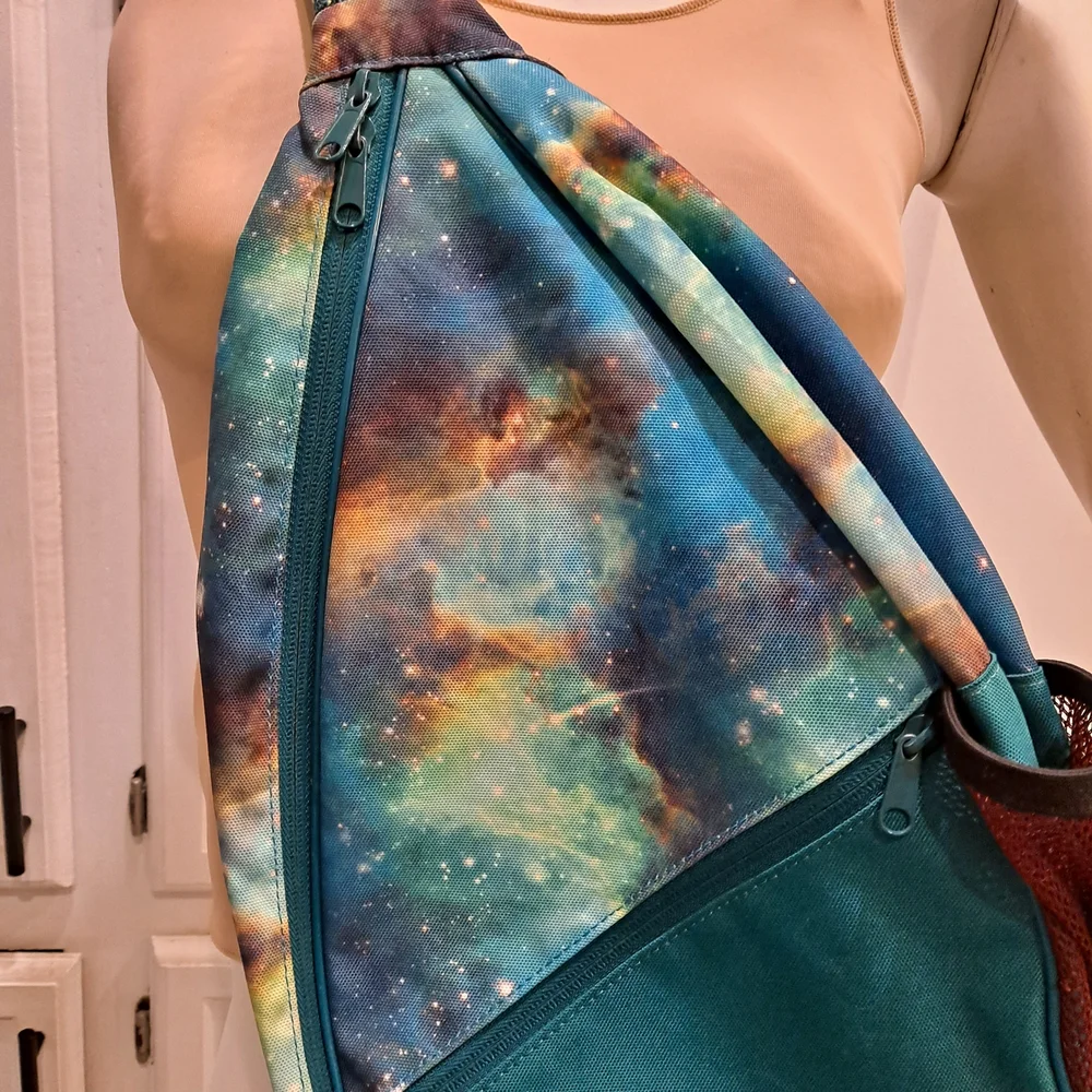 KAVU Galaxy Paxton Pack Stargaze Teal Rope Sling Backpack Travel Hiking Outdoor - Picture 2 of 8